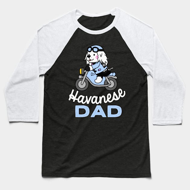 Havanese Dog Motorcycle Dog Owner Retro Funny Dog Baseball T-Shirt by BetterManufaktur